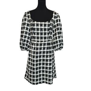 New ~ CHLOE KRISTYN ~ Scoop Neck Checked Midi Dress Size 10 Plaid FALL